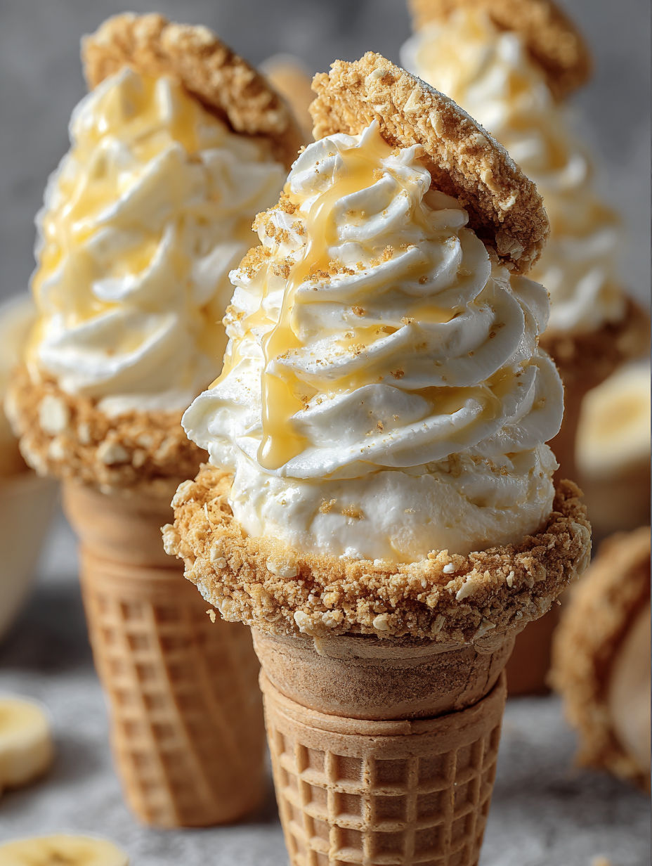 Banana pudding cheesecake cones.