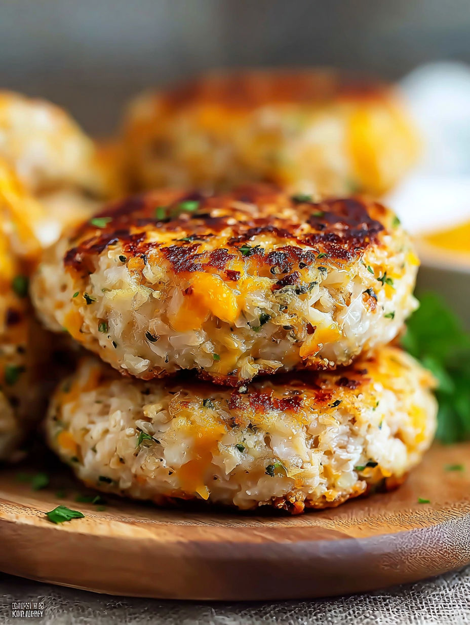 A stack of Ranch Cheddar Chicken Burgers.