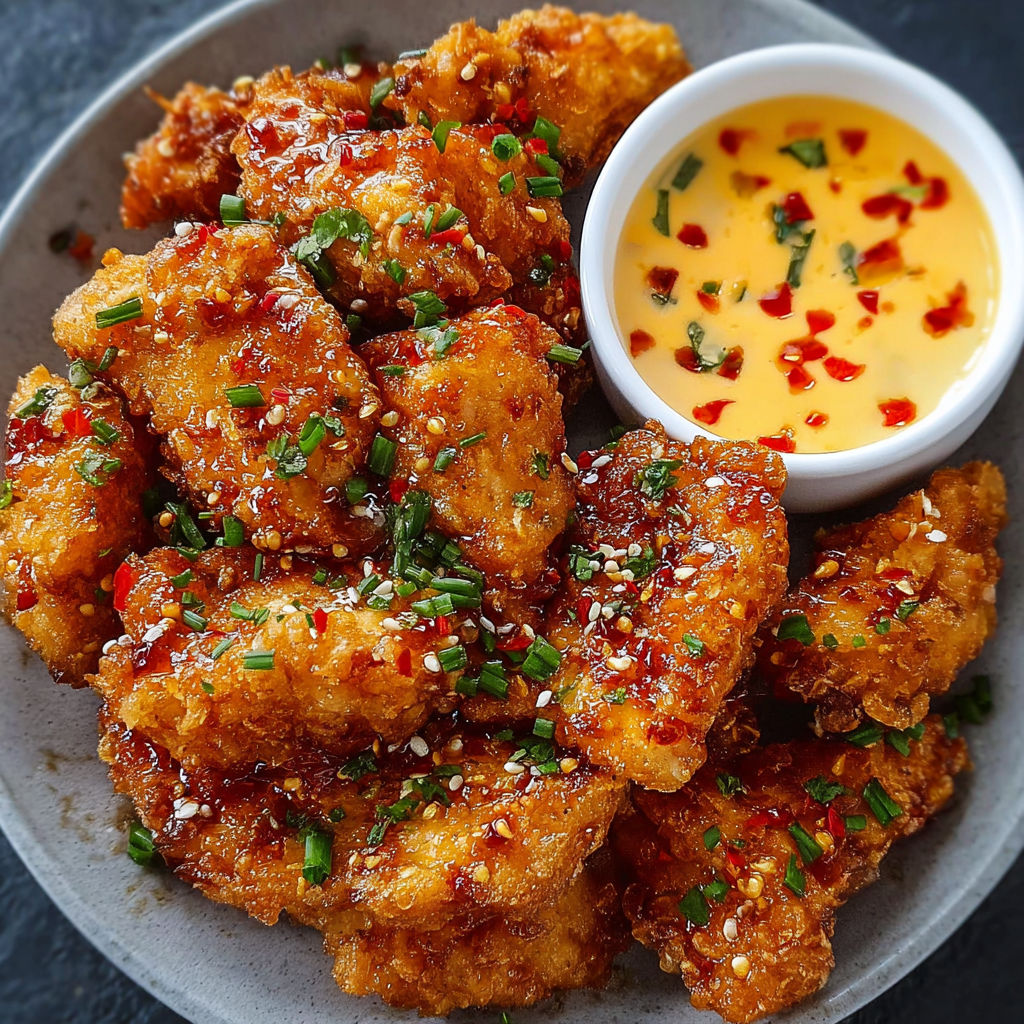 A plate of crispy juicy bang bang chicken.