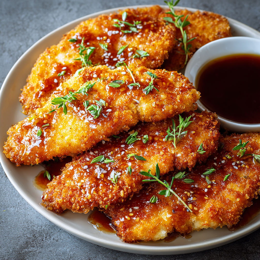 A plate of double crunch honey garlic chicken.