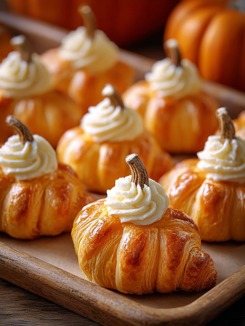 Crescent pumpkin filled with cream cheese.