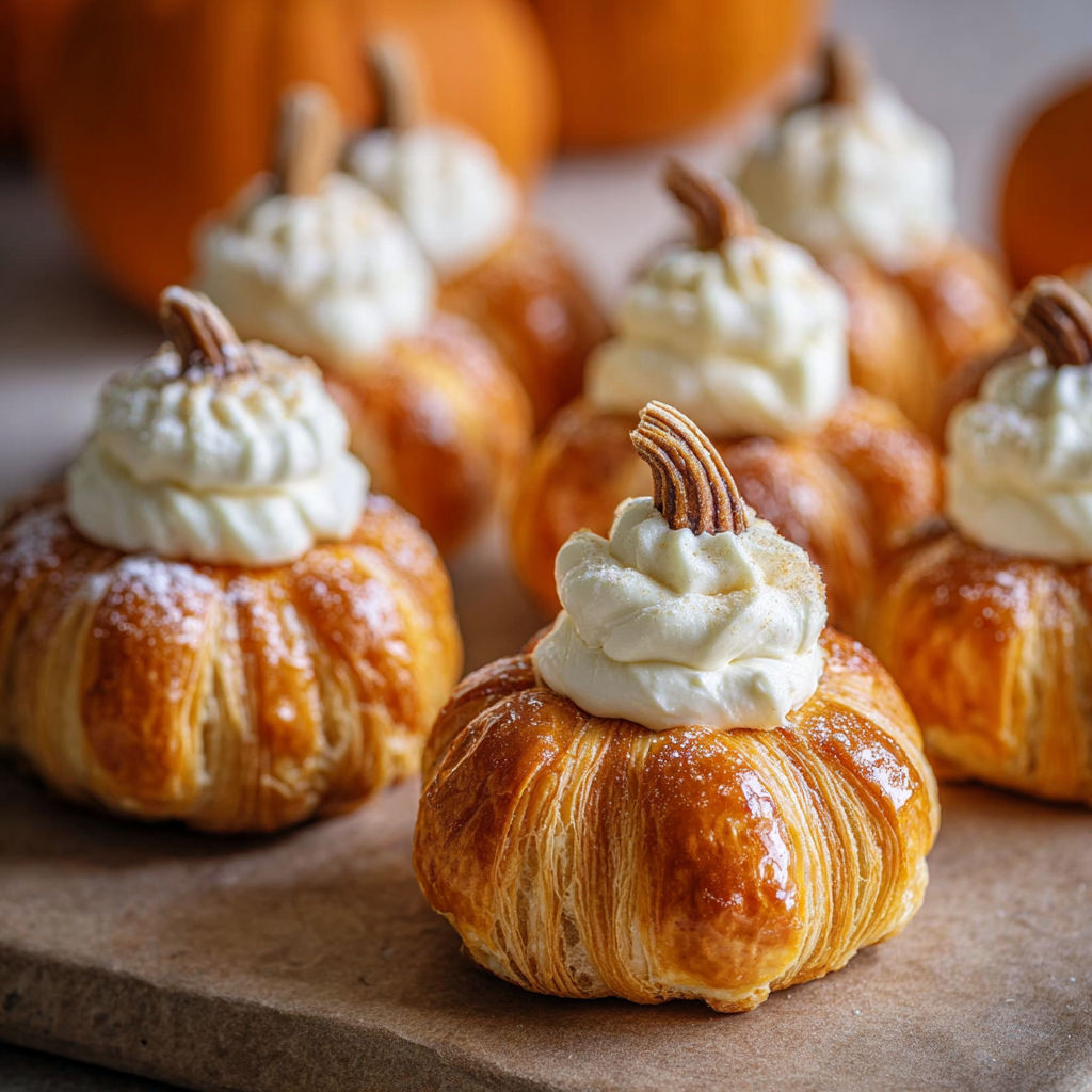 A plate of crescent pumpkin pastries with cream cheese.