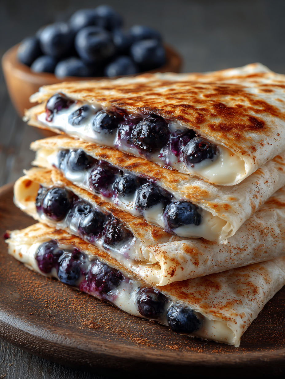 A stack of blueberry quesadillas.