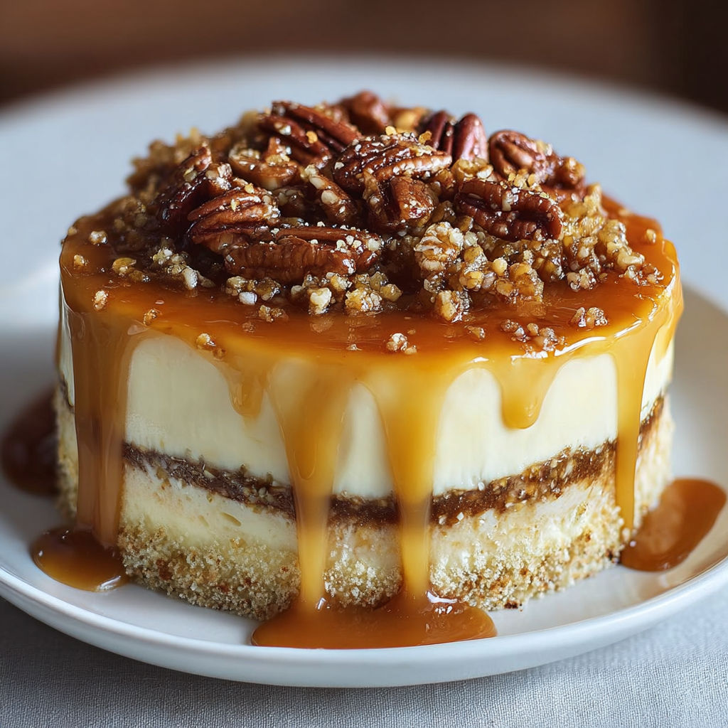 A slice of caramel pecan cake.