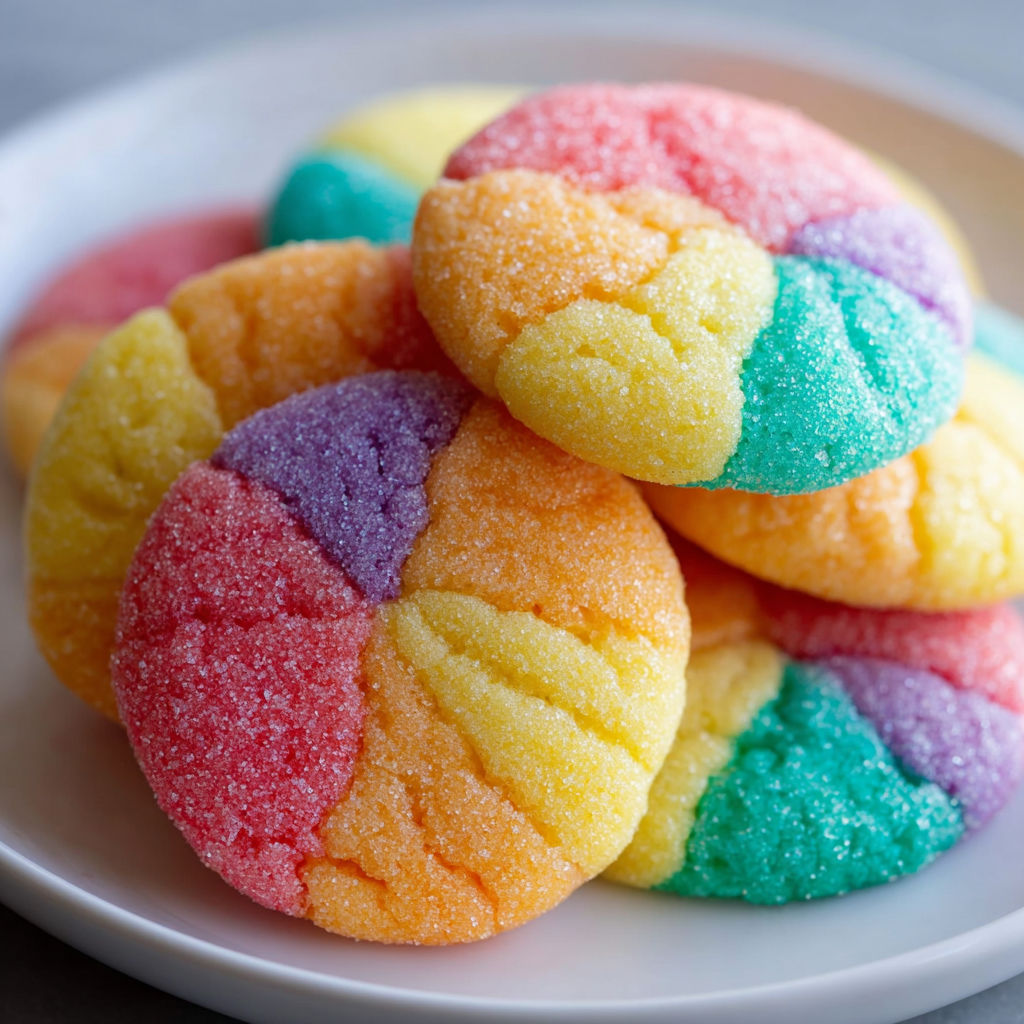 A plate of colorful sugar cookies.