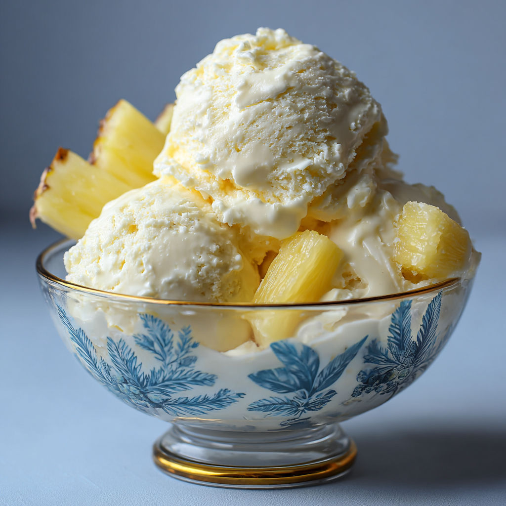 A bowl of pineapple ice cream.