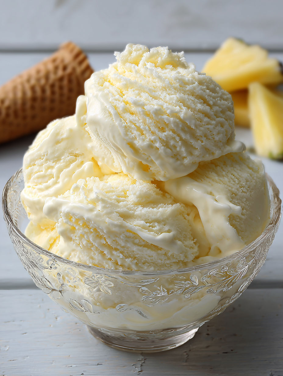 A bowl of pineapple ice cream.