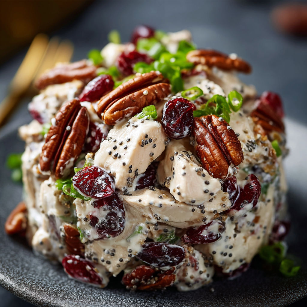 A plate of Cranberry Pecan Chicken Salad.