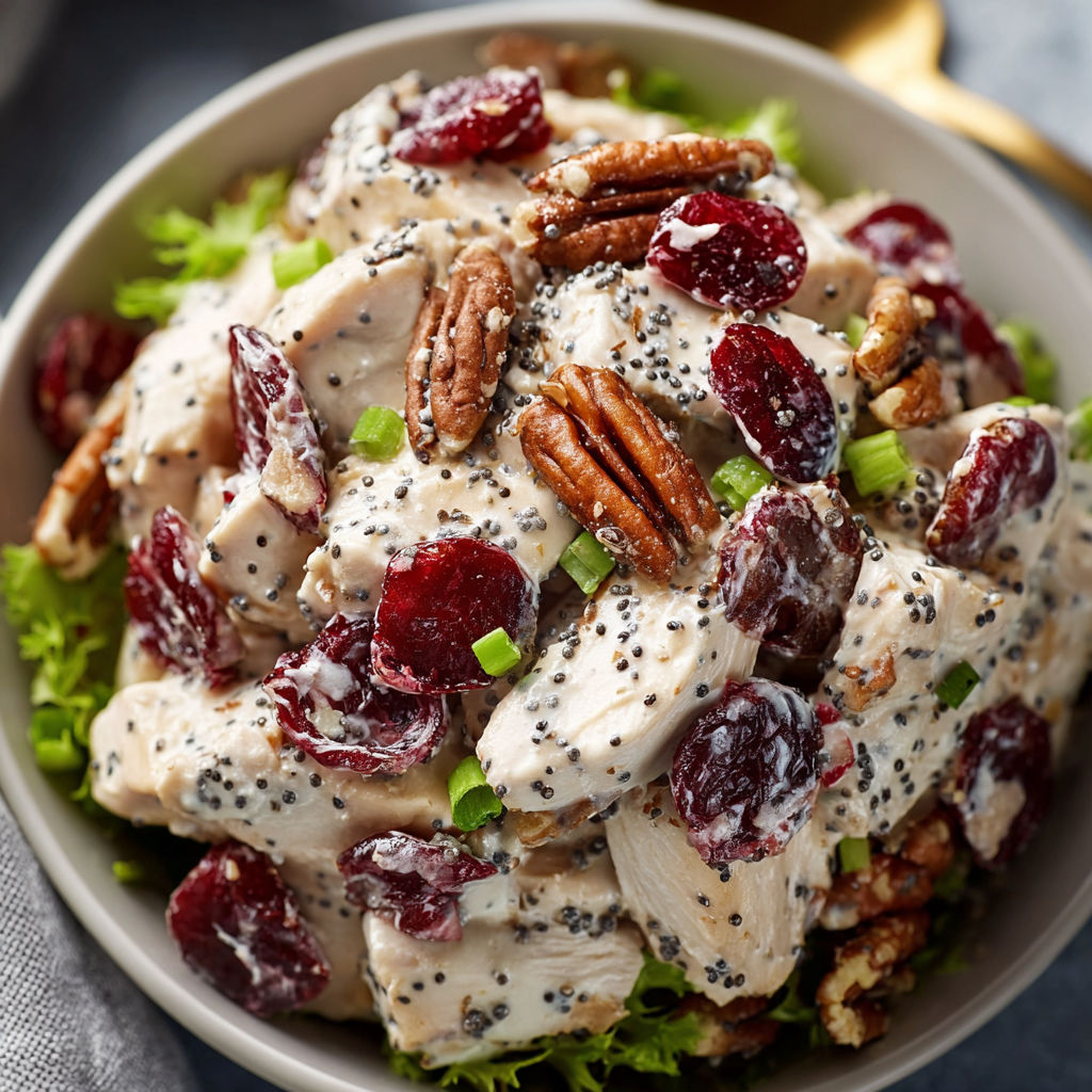 A bowl of Cranberry Pecan Chicken Salad.