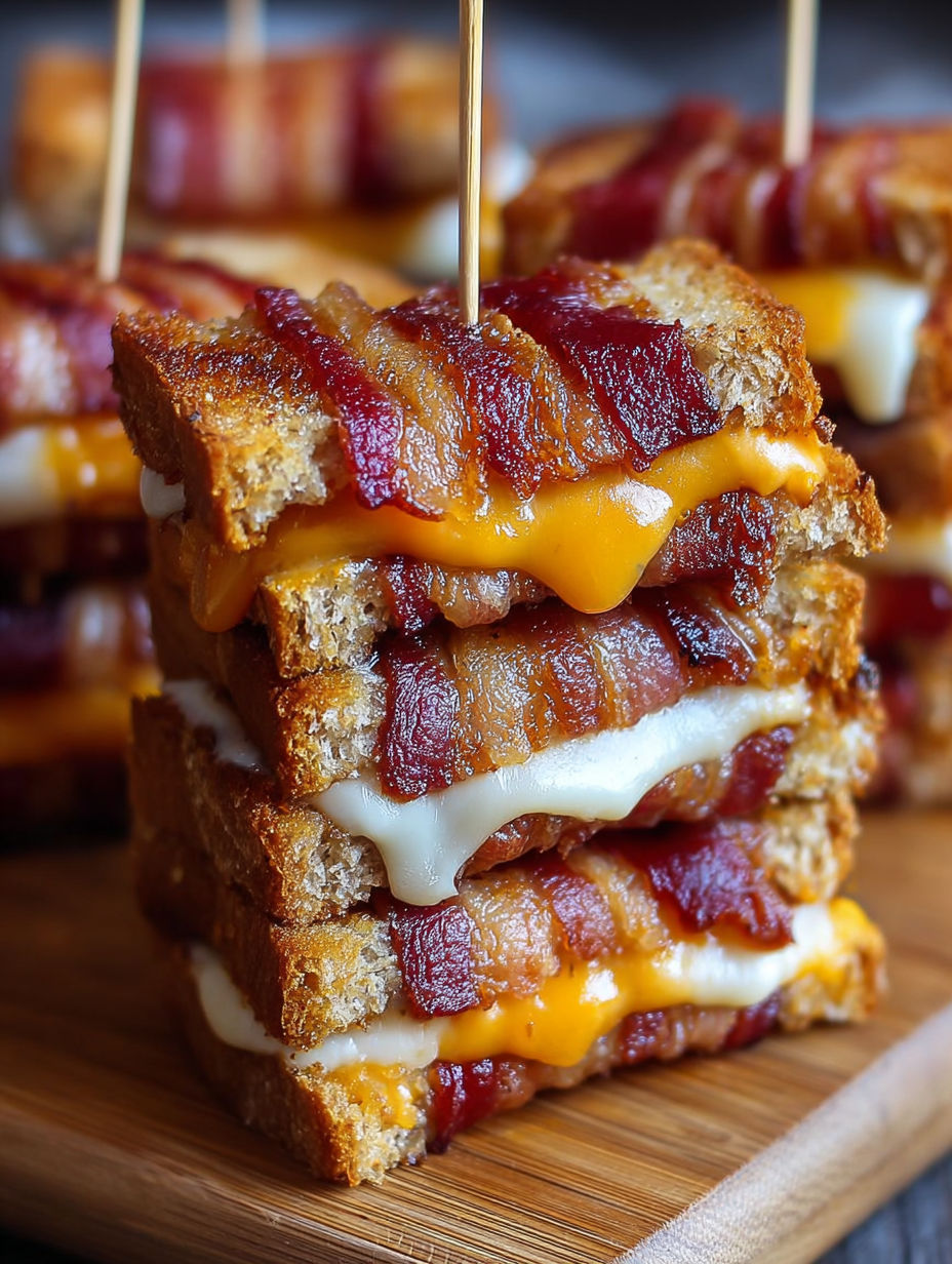 Bacon wrapped grilled cheese fingers.