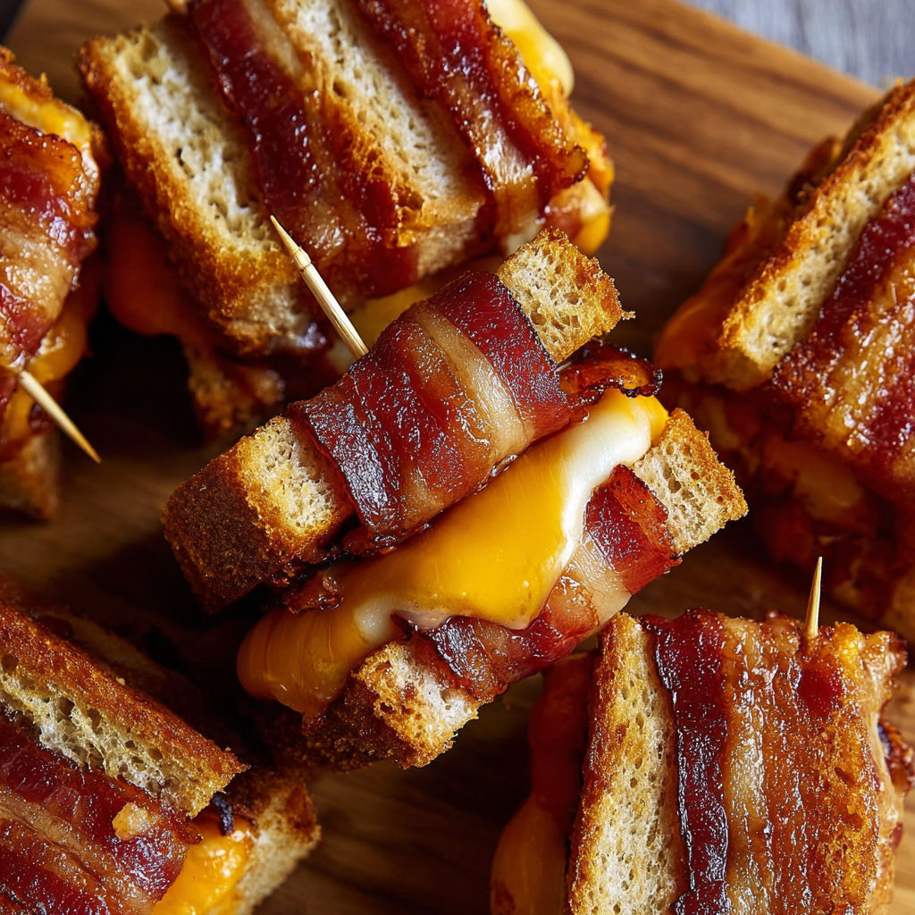 Bacon wrapped grilled cheese fingers.