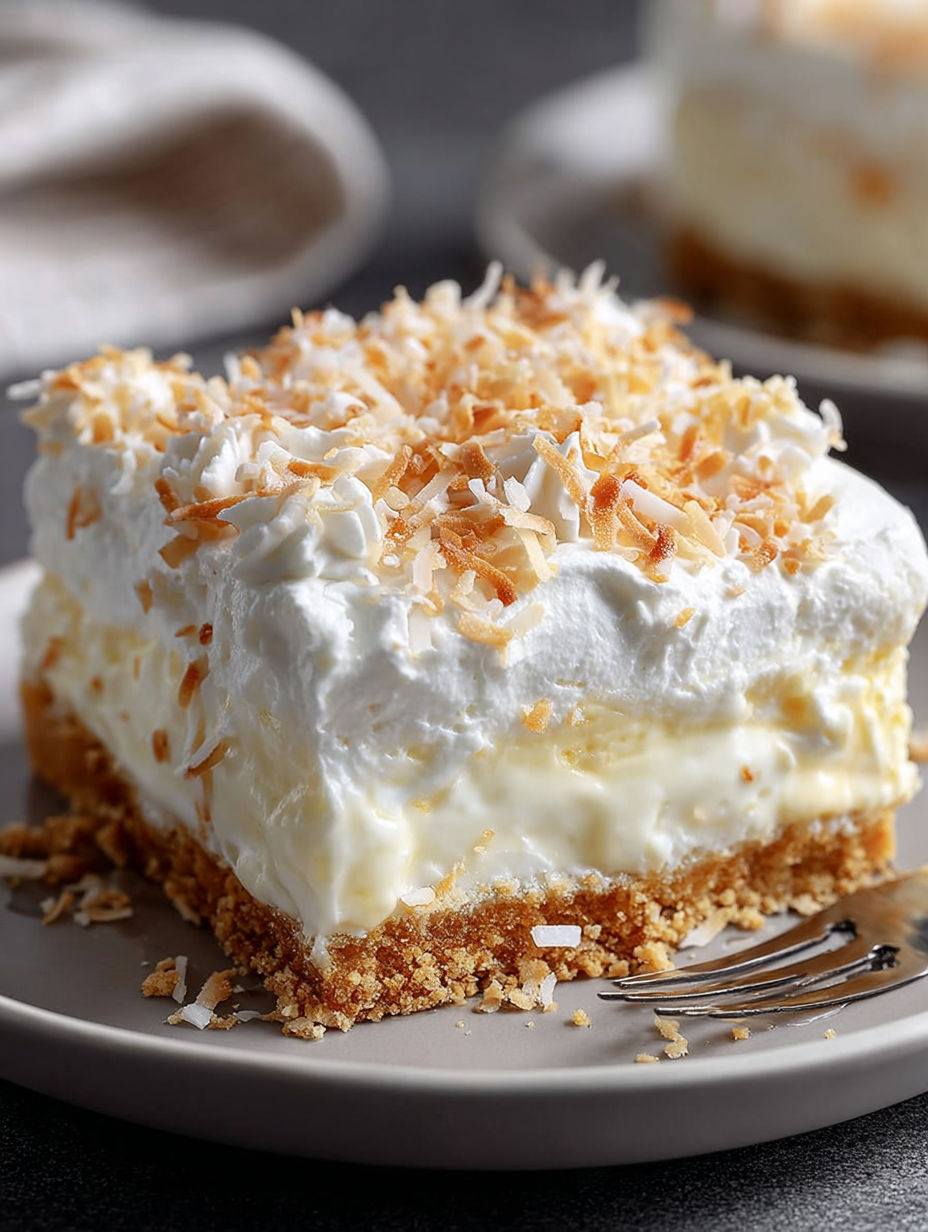 A slice of coconut cream lush delight.