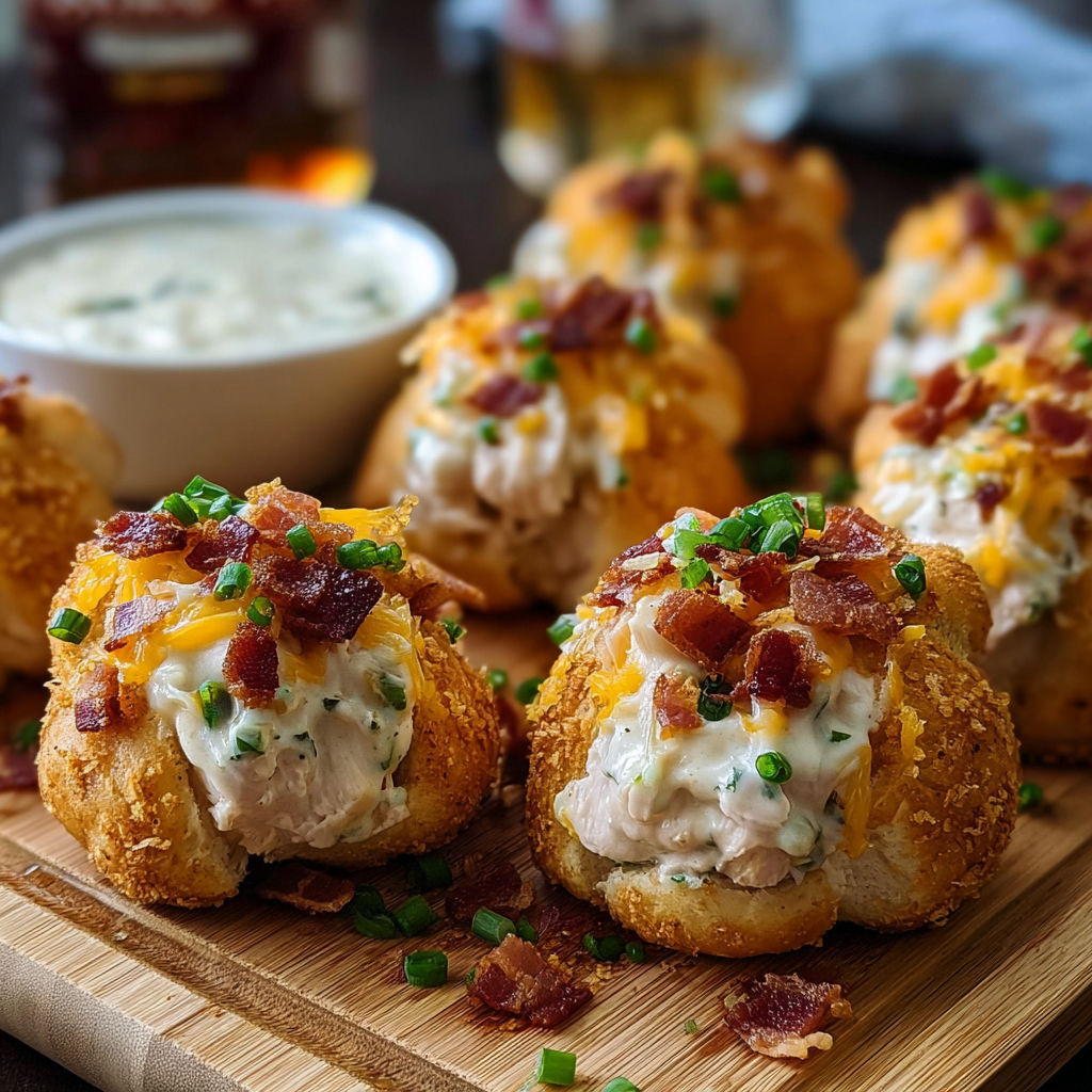 A plate of chicken bacon ranch bombs.
