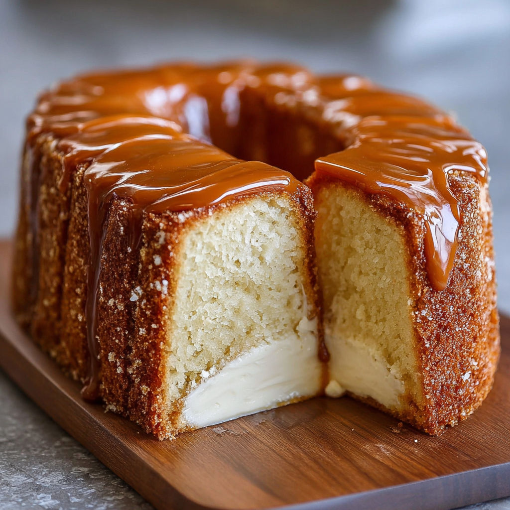 A slice of caramel cream cheese pound cake.