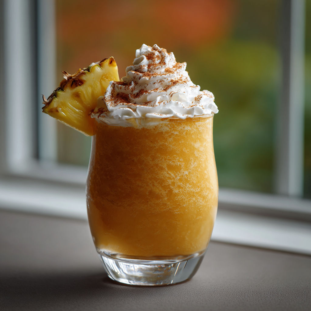 A glass of pumpkin pina colada.