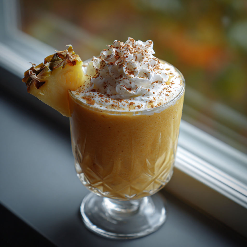 A glass of pumpkin pina colada.