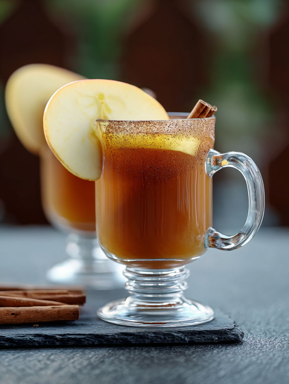 Two glasses of hot apple buttered rum.