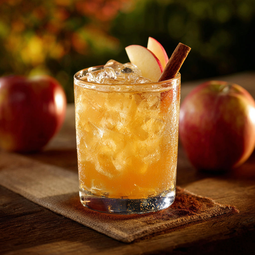 A glass of rum and apple juice.