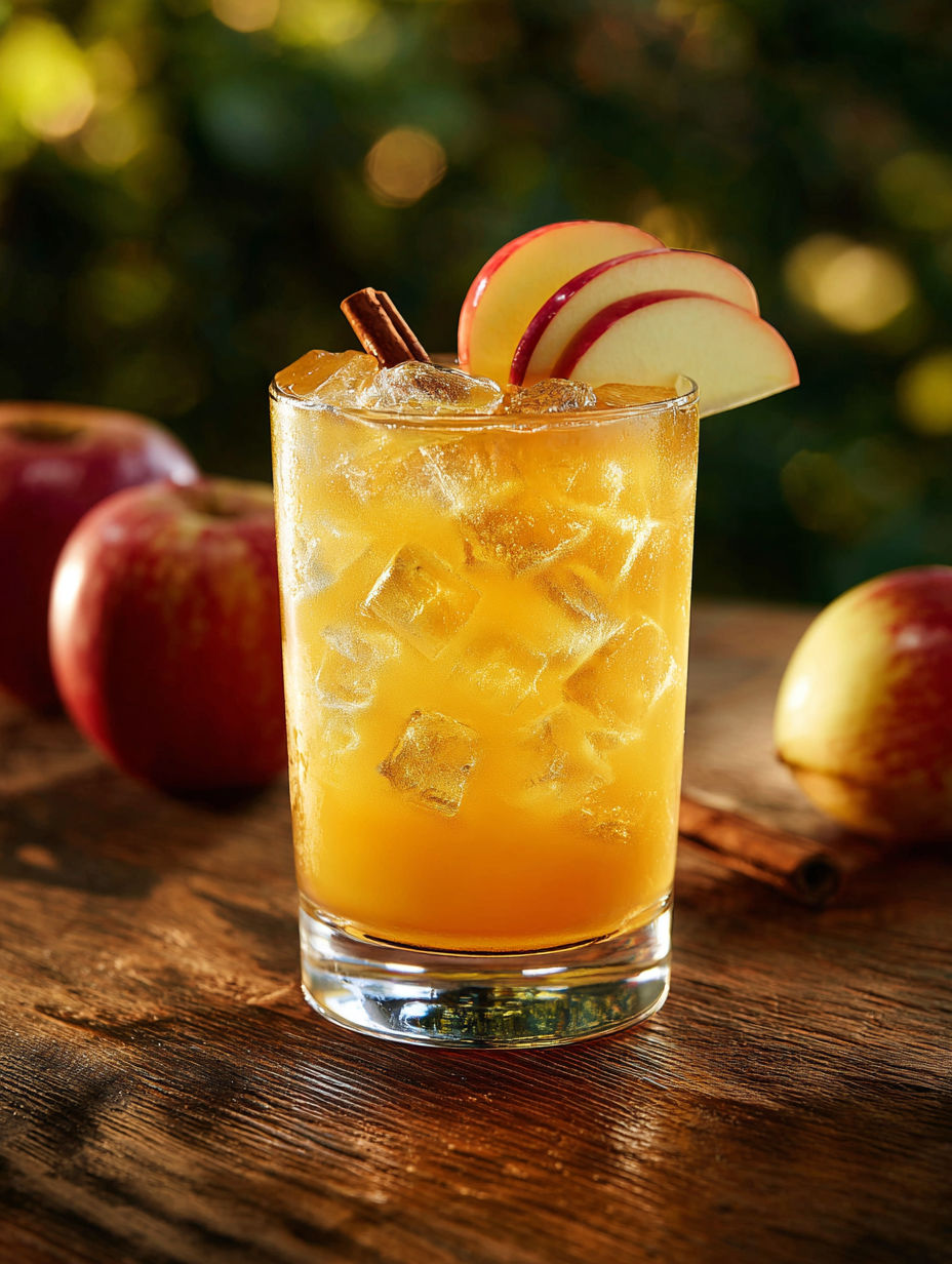 A glass of rum and apple juice.