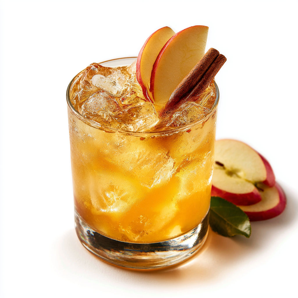 A glass of rum and apple juice.