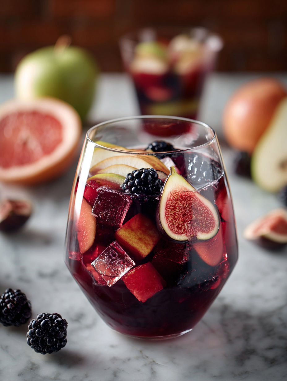 A glass of California Harvest Fall Sangria.