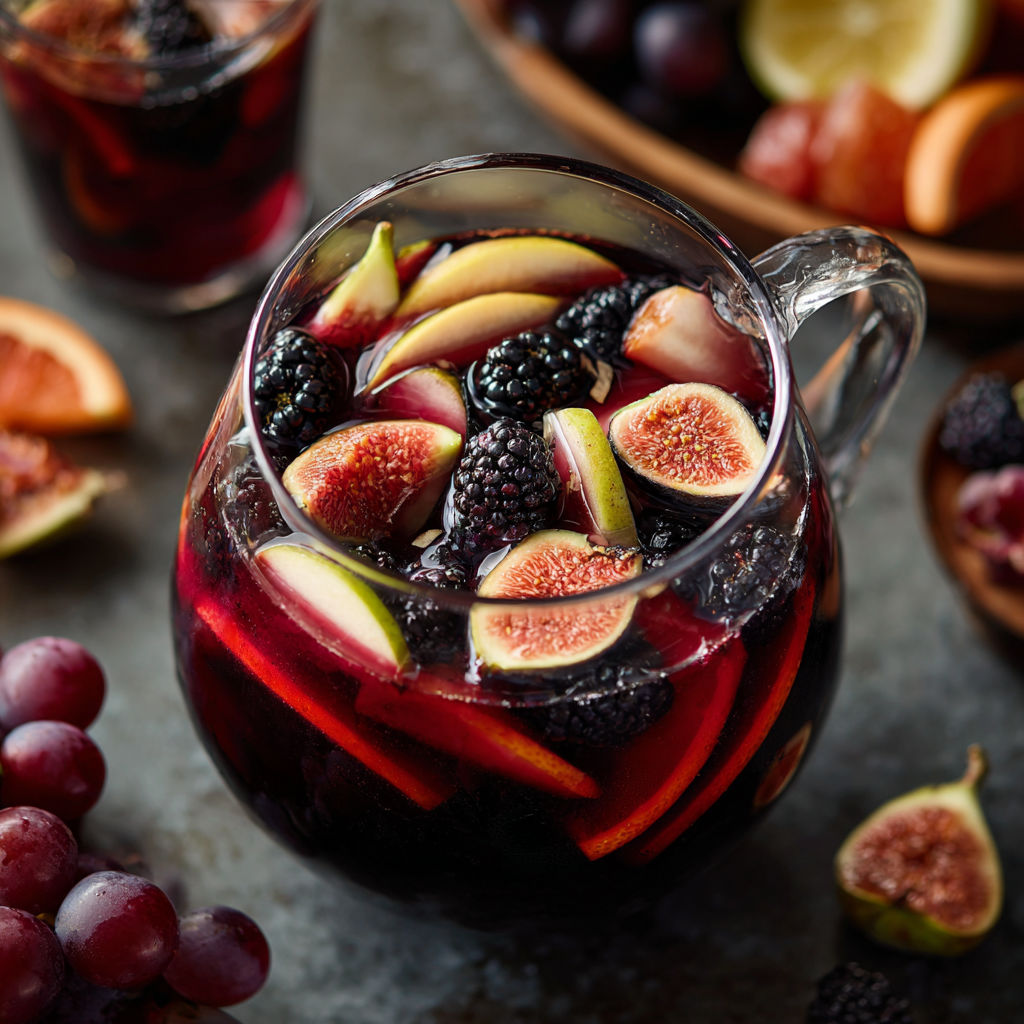 A glass of California Harvest Fall Sangria.