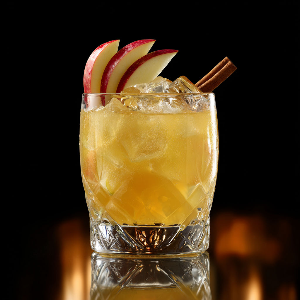 A glass of apple cider with a cinnamon stick in it.