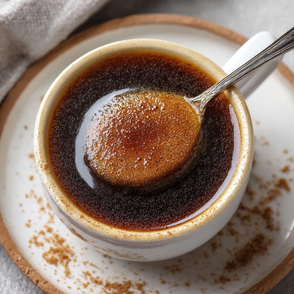 A cup of coffee with a spoon in it.