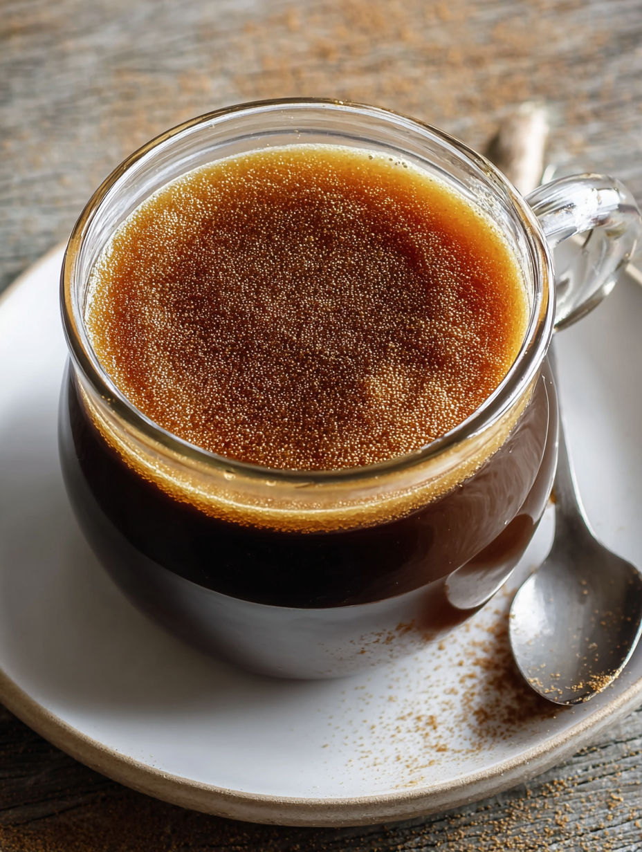 A glass of coffee with gingerbread syrup.