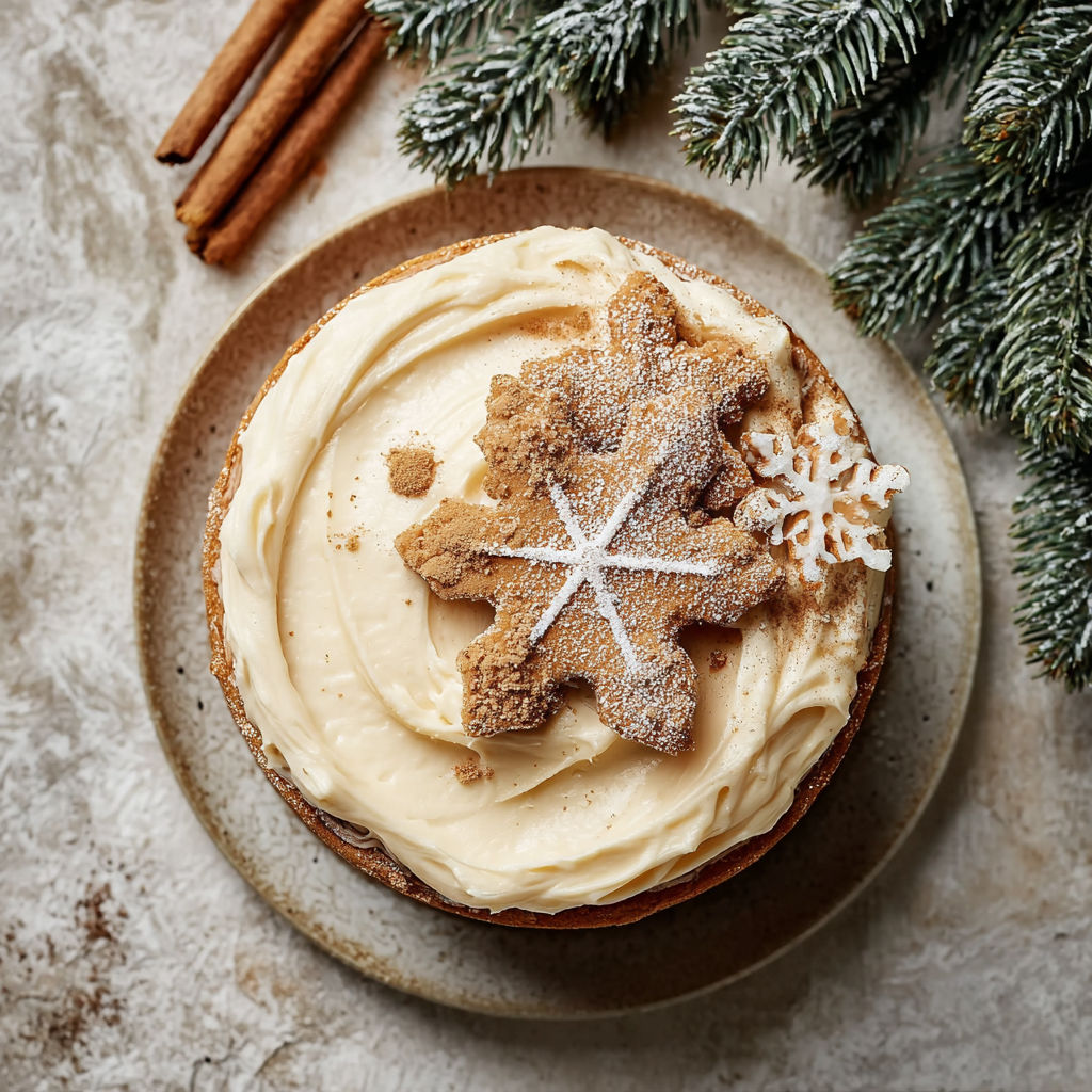 A cake with a star frosting and cinnamon.