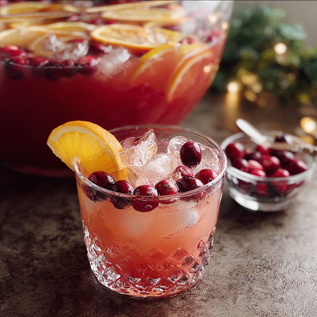 A glass of punch with a slice of orange in it.