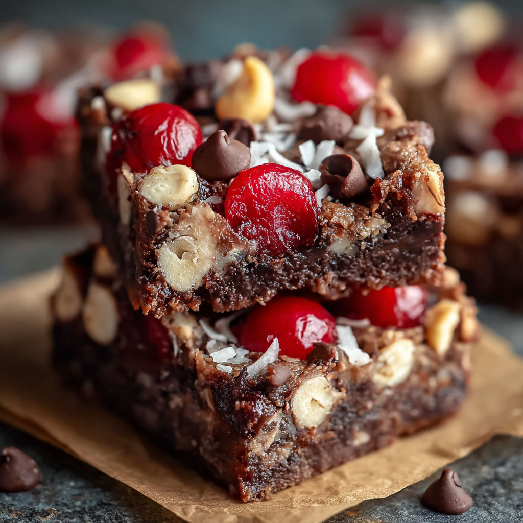 A close up of a chocolate cherry bar.