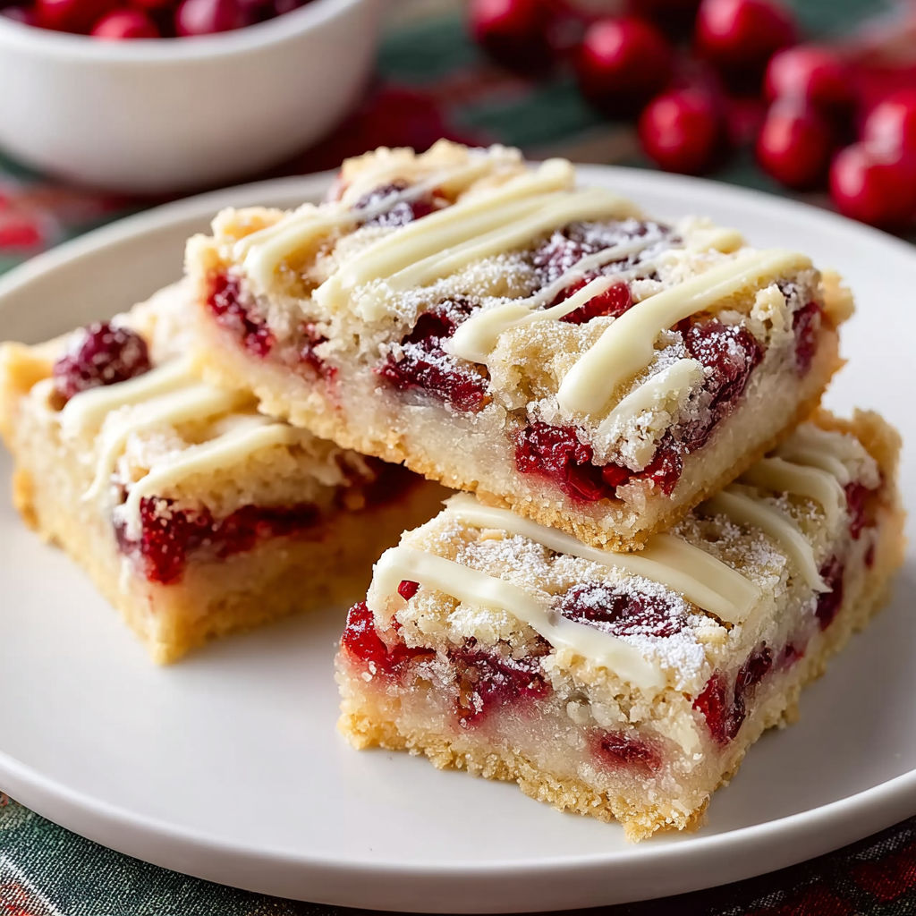 A plate of Christmas cherry bars.