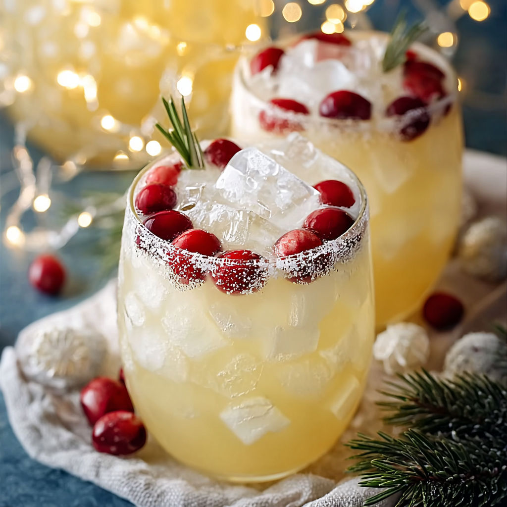 Two glasses of white Christmas punch.