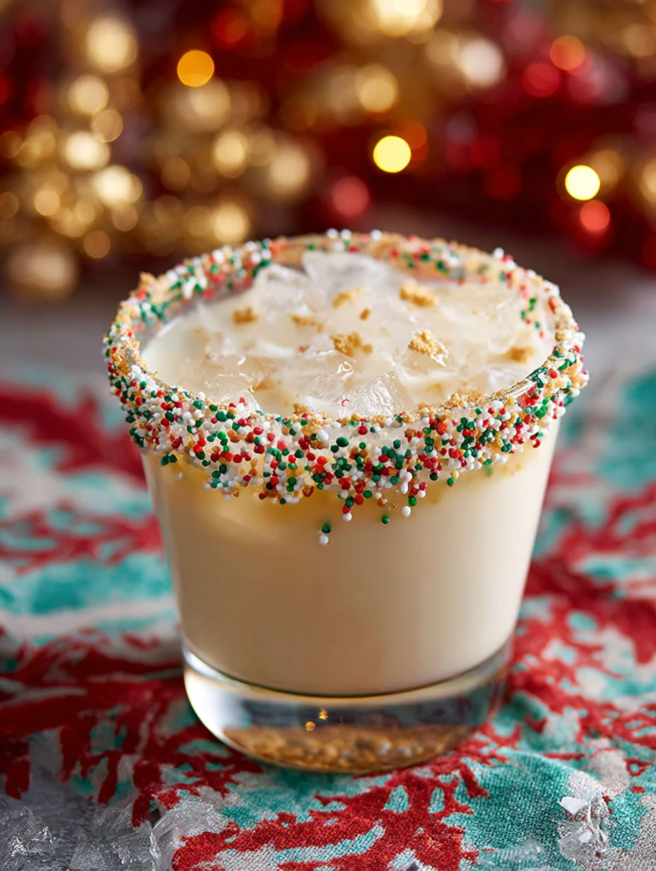 A glass of a Christmas cookie cocktail.