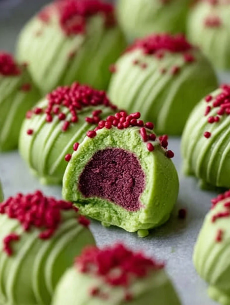 A close up of a green and red candy.
