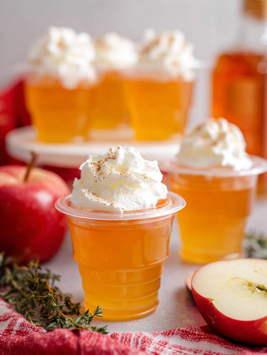 A close up of a glass of apple cider with whipped cream on top.