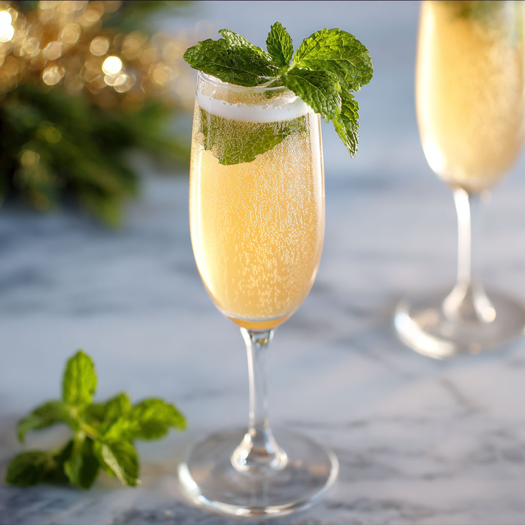 Two glasses of peppermint mimosa.