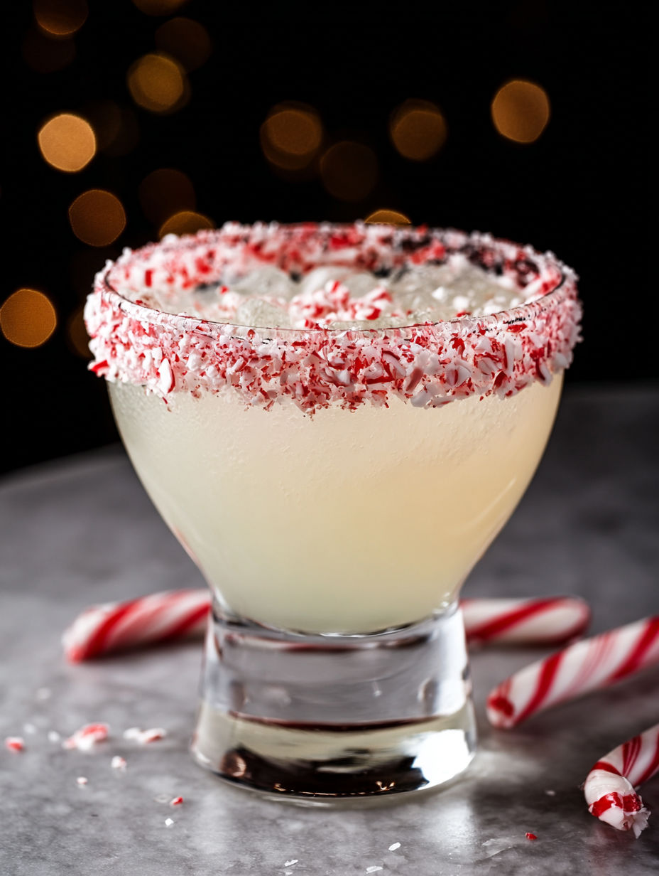 A glass of a Candy Cane Margarita.