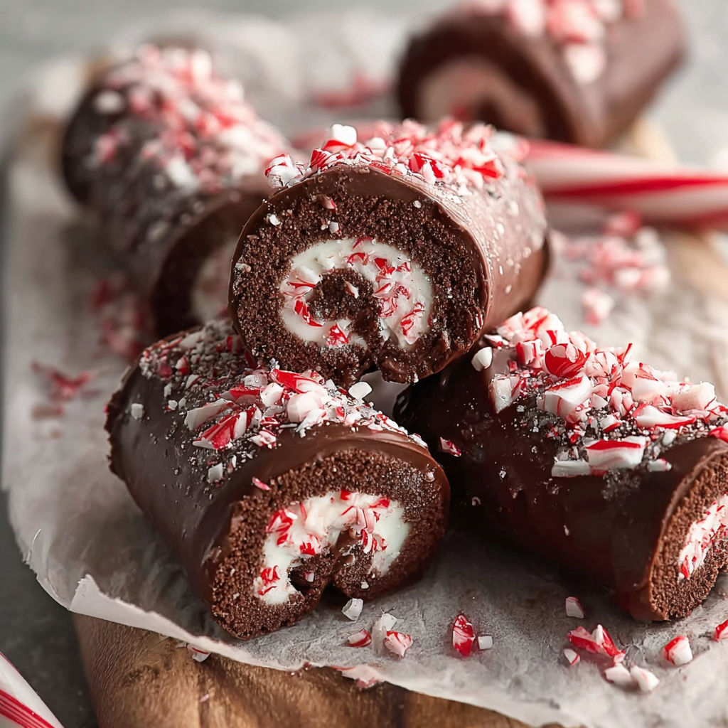 A plate of peppermint chocolate roll cookies.