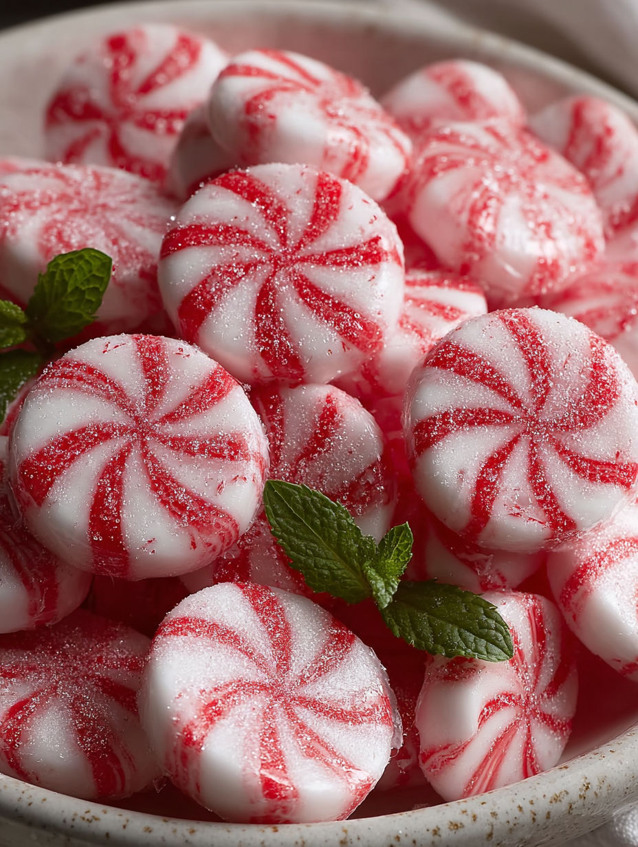 A bowl of peppermint candies.