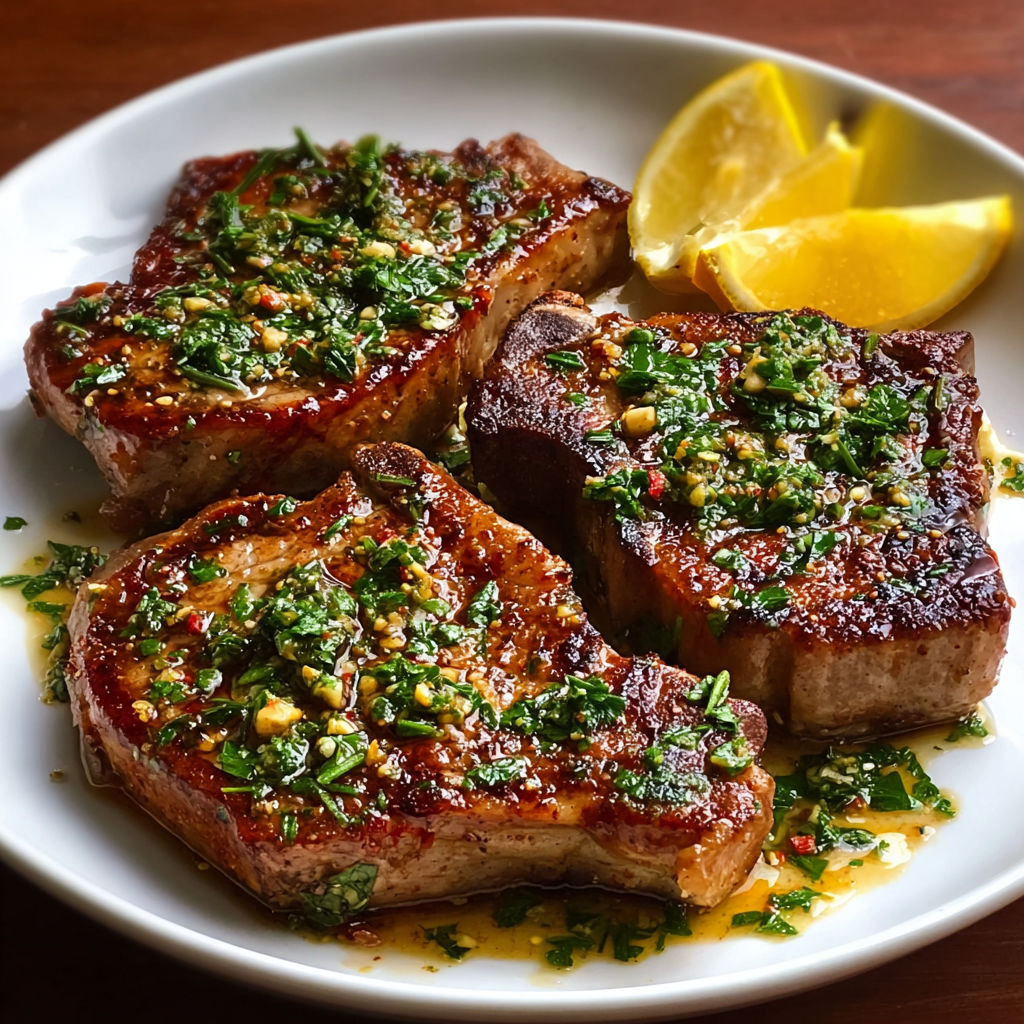 A plate of juicy Sicilian pork chops.