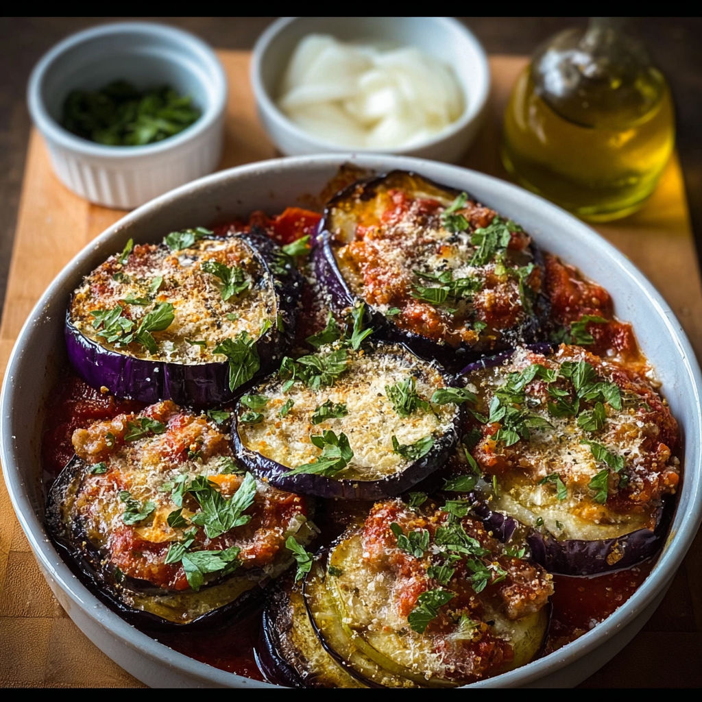 A white bowl filled with eggplant.