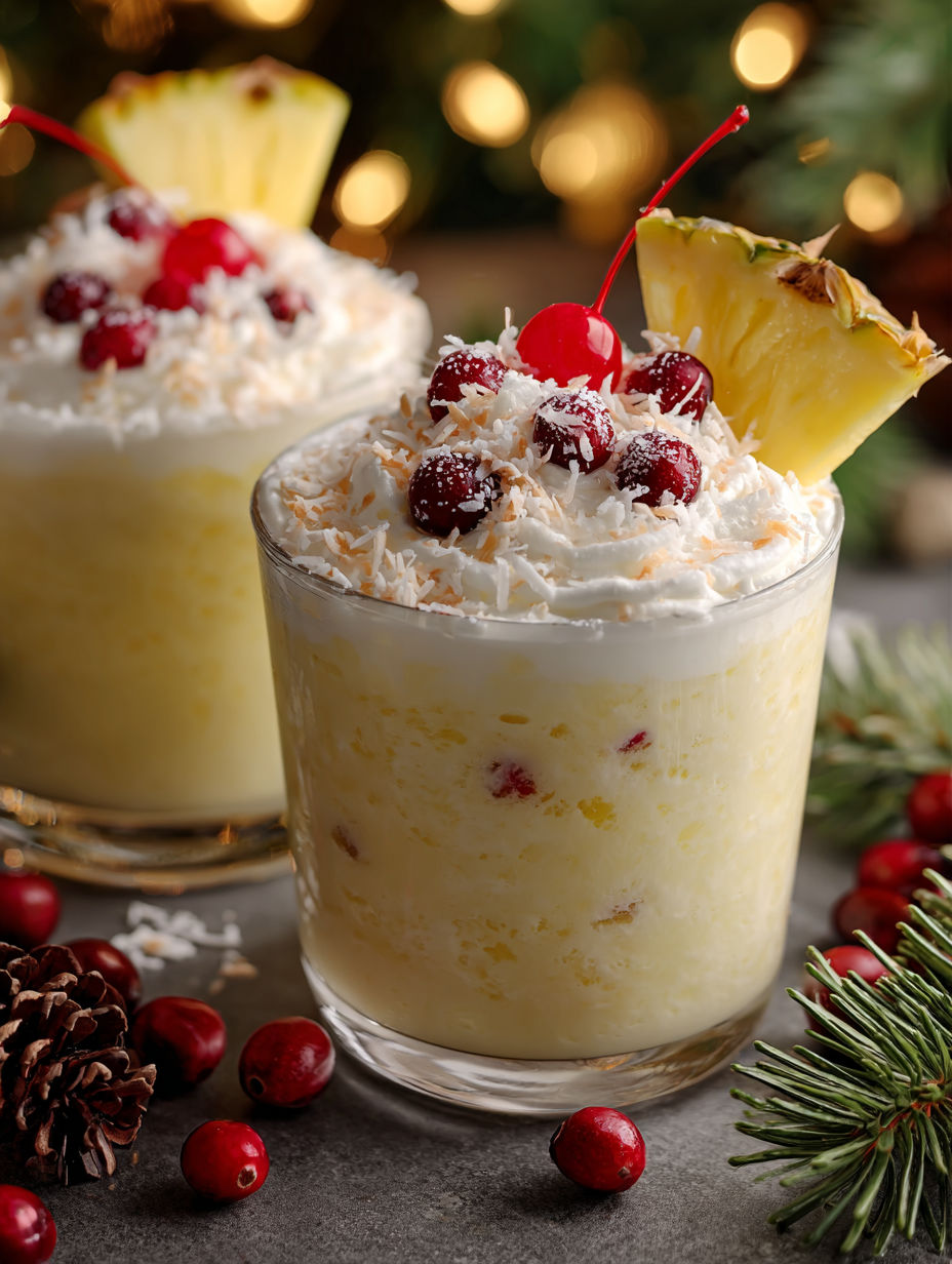 Two glasses of tropical Christmas cheer.