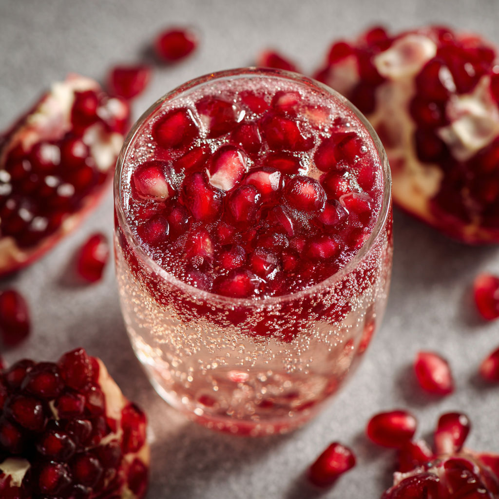 A glass of Mini Pomegranate Prosecco.