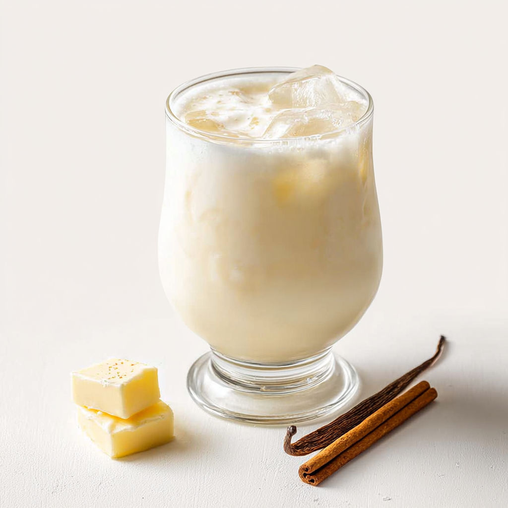 A glass of buttered vanilla cream mocktail.