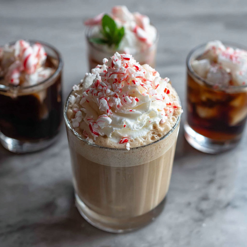 A glass of frozen peppermint baileys mudslide cocktail.