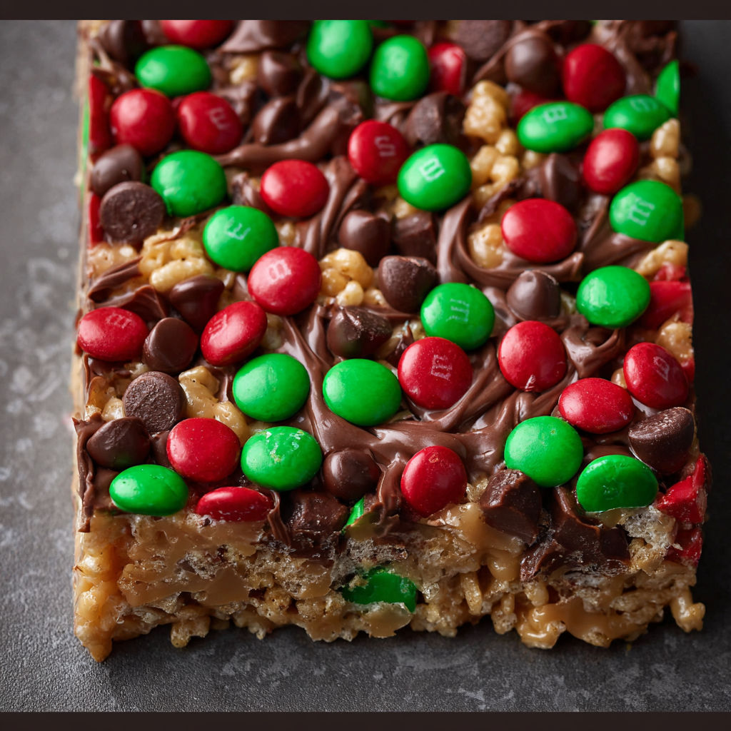 A close up of a M&M's dream bar.