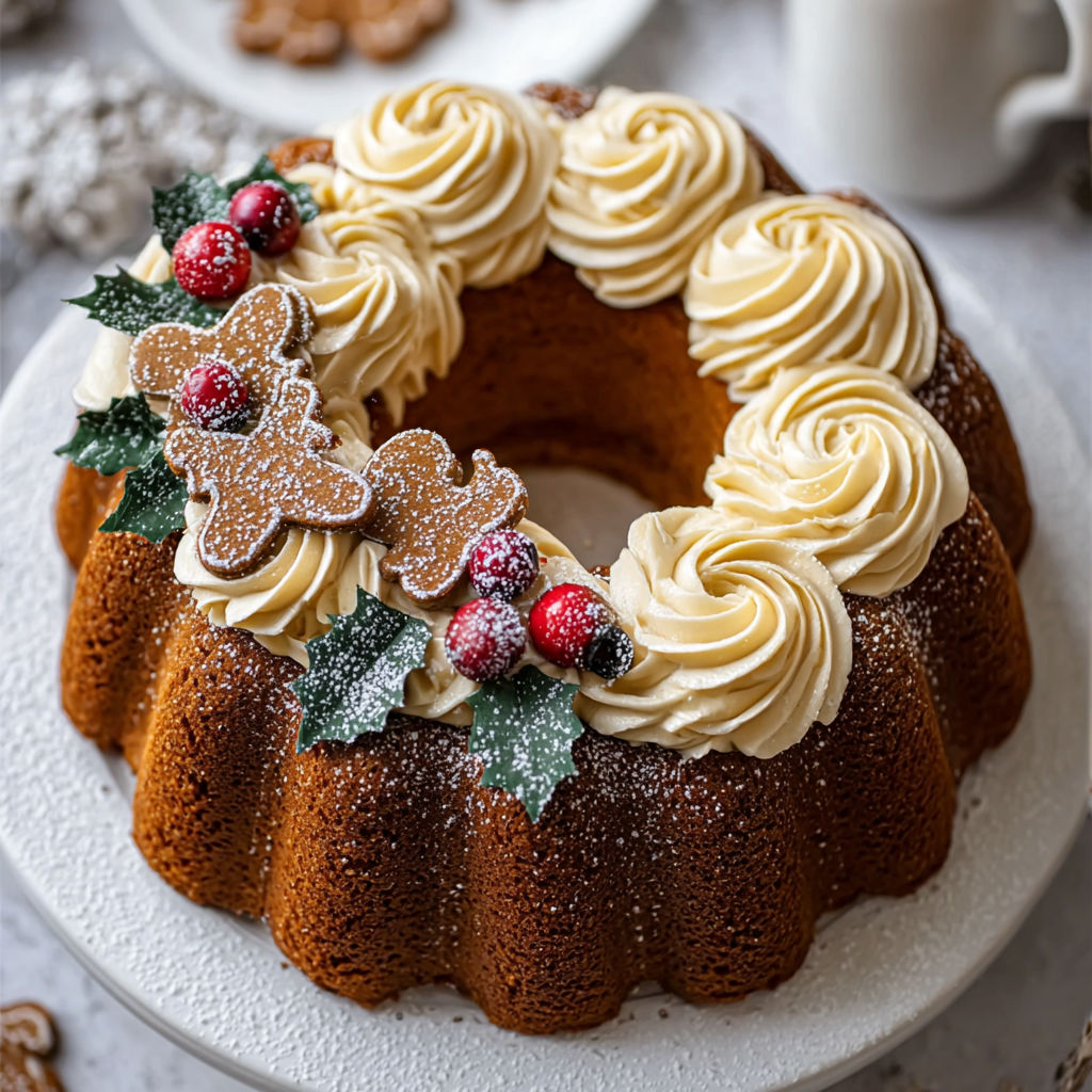 A Spiced Gingerbread Wreath Cake.