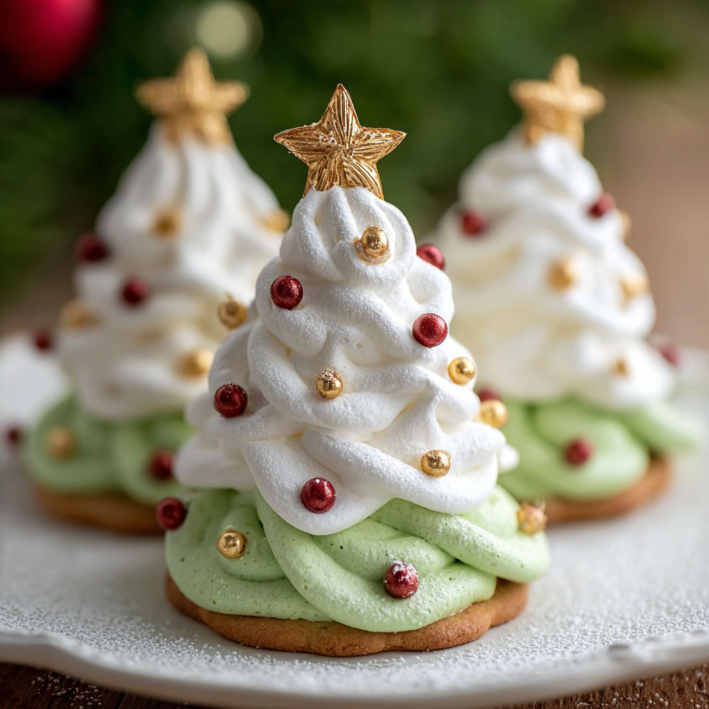 Three white and gold star-shaped cookies.
